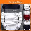 Men's Casual Round Neck Striped Knitwear Jumper With Slim Fit Design