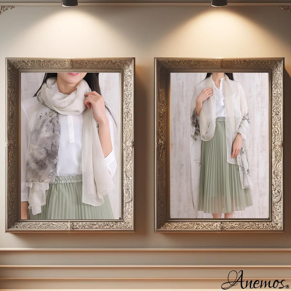 Silk Impressionist Claude Monet Snowy Road At Honfleur Chiffon Silk Large Masterpiece Stole Gift [Anemos] 100%