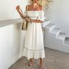 Summer Bohemian Casual Vacation Contrasting Colors Two-wear Short-sleeved Dress for Women