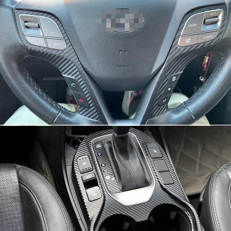 Car-Styling Carbon Fiber Car Interior Center Console Color Change Molding Sticker Decals For Hyundai SantaFe IX45 2013-2018