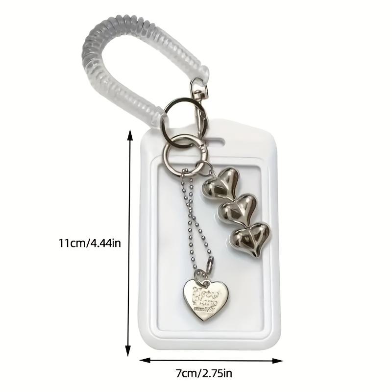 1pc Heart-shaped bus card holder with keychain, Office and schoo lID Protective Sleeve, Protect your bank card and IDProtected from da