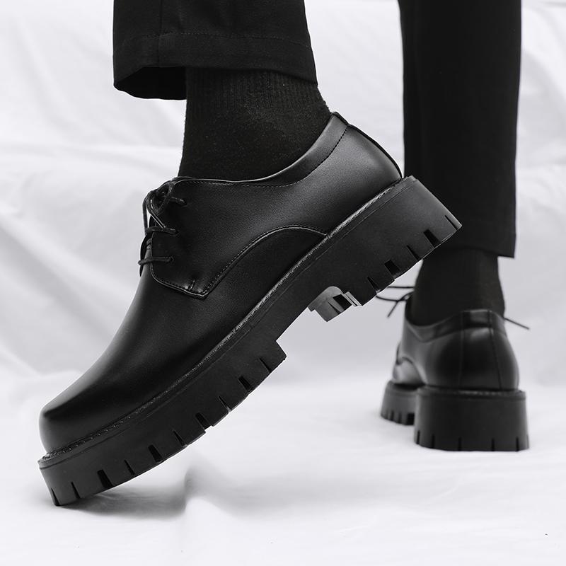 Thick Soled Leather Casual Shoes Man Lace Up Men Oxford Shoe Fashion Men Ankle Boots Leisure Walk Formal Dress Footwear Sneakers