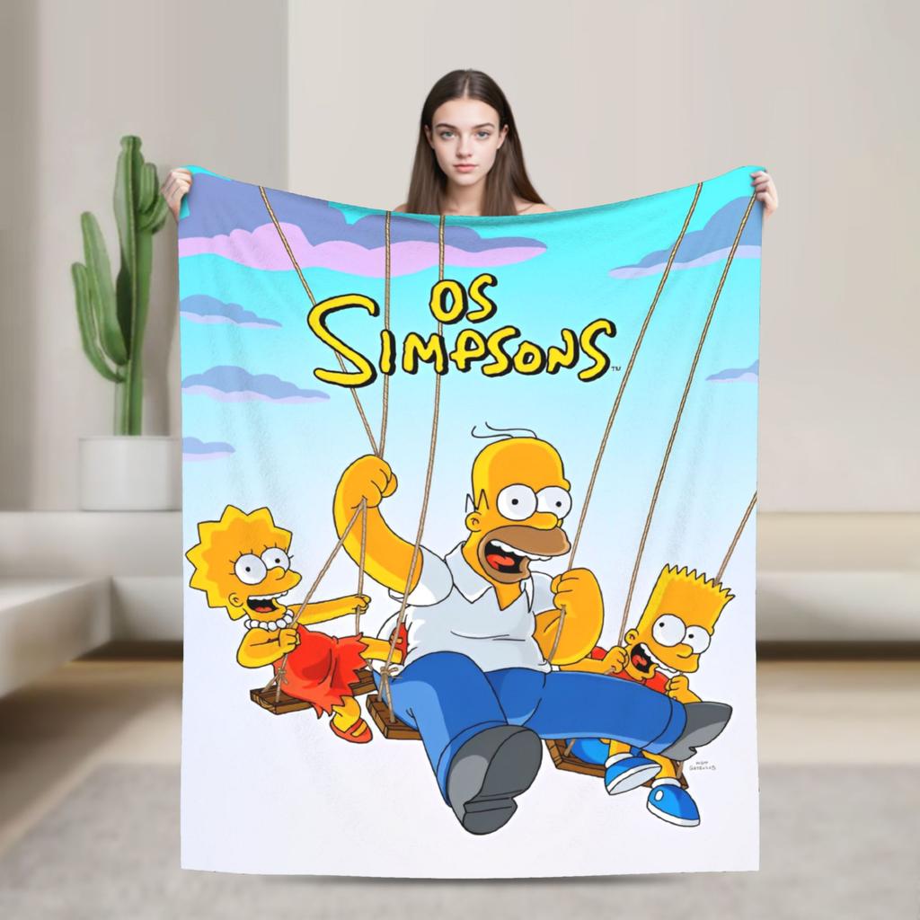 Super Warm Blanket Decorative The Simpsons Cartoon Throw Blanket Flannel Bedspread For Couch Chair Fluffy Sofa Bed Cover