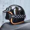 ORZ-Retro 3/4 Half Shell Motorcycle Helmet, Reinforced ABS Shell, Ventilated Anti Impact Protective Headgear for Men and Women