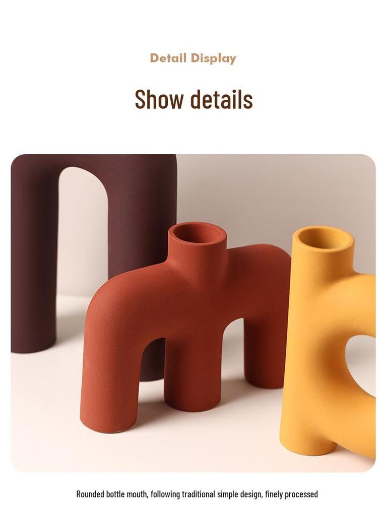 Creative Retro Wabi-Sabi Ceramic Vase for Flowers and Dried Arrangements - Perfect for Living Room, Dining Table, or TV Cabinet Décor