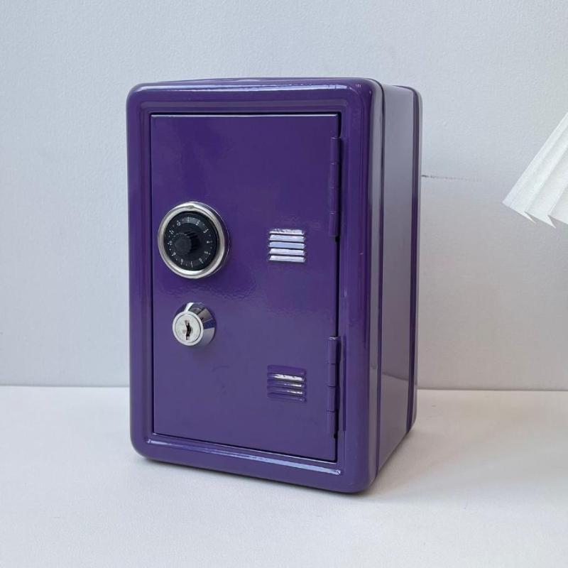 Mini Metal Piggy Bank with Password Combination Lock & Key Portable Small Money Safe for Kids Student Dorm Storage Use