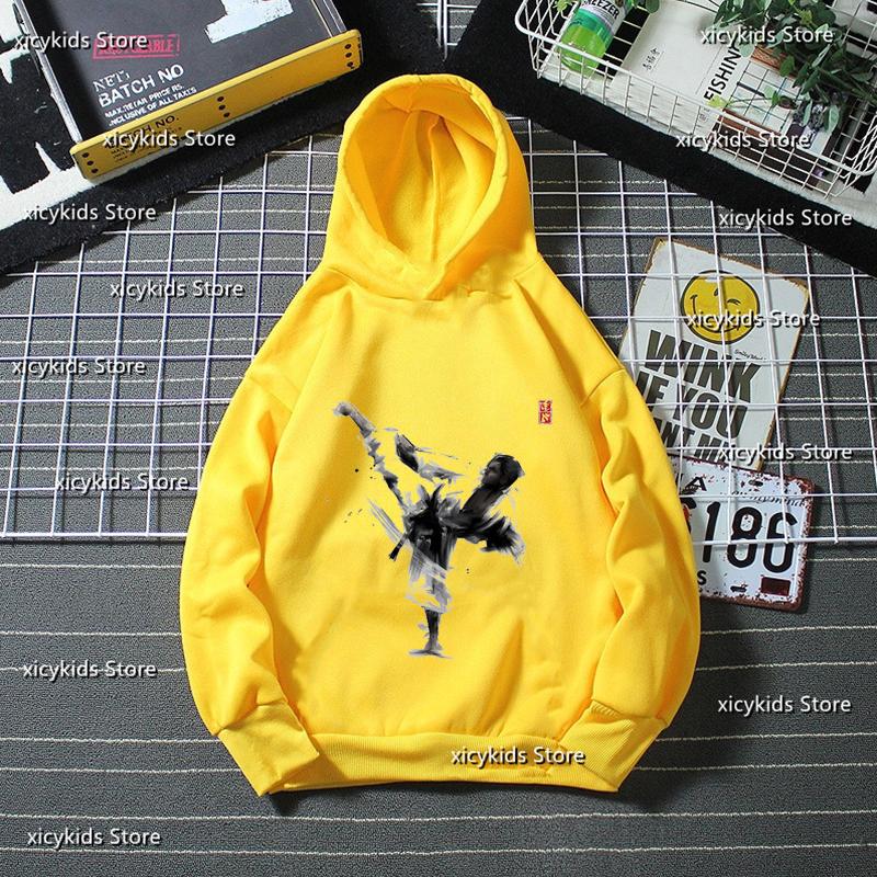 New Hot Sale Boys Hoodie Taekwondo Fighter Korean Martial Art Kick And Punch Graphic Print Kids Spring Autumn Winter Sweatshirt