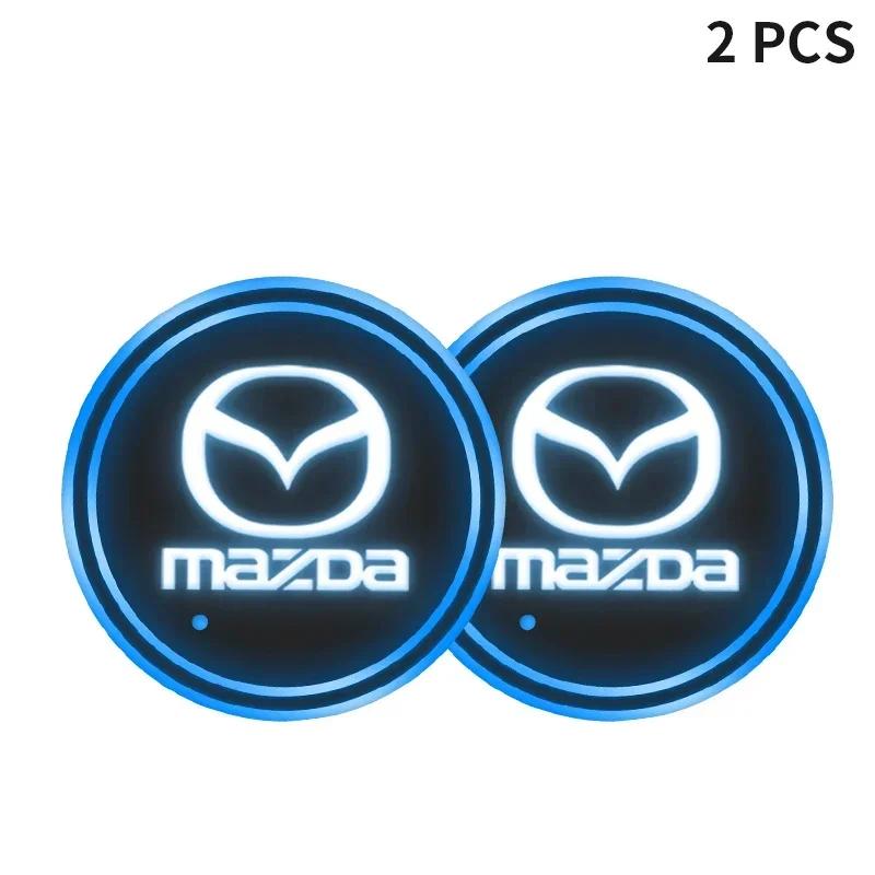 

2x Luminous Car Cup Coaster Holder Car Led Atmosphere Light Logo Lamp For Mazda 2 3 5 6 8 CX3 CX4 CX5 CX8 CX30 AXELA Accessories