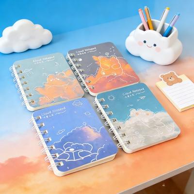 12Pcs Sky Cloud Pattern Cartoon A7 Coil Book Pocket Mini Notebook Diary Portable Office Notepad Daily Weekly Planner School Supplies Holiday Gift Nove