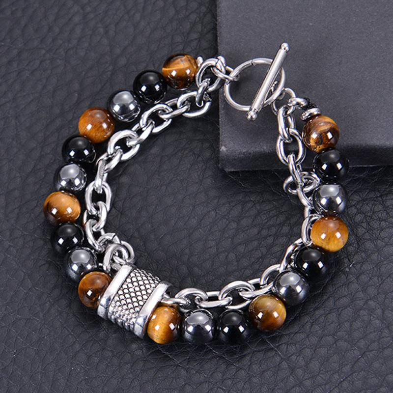 

JYL TS Bracelet Viking Symbol Couple Style Enhances Heritage & Bond Yellow Tiger Eye-Stainless Steel зеленый пастельный