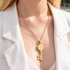 Vnox Stainless Steel Virgin Mary Pendant Key Necklace for Men Women, Gold Color Catholic Religious Saint Benedict Jewelry Gifts