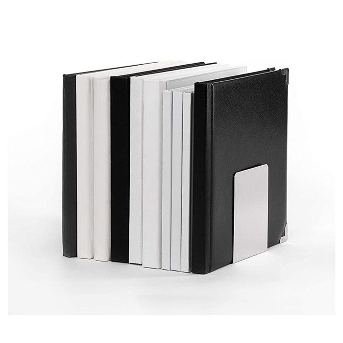 Serre-livres - MAUL - Lot de 2 - Aluminium brossé - 10 x 8 x 10 cm - Argenté