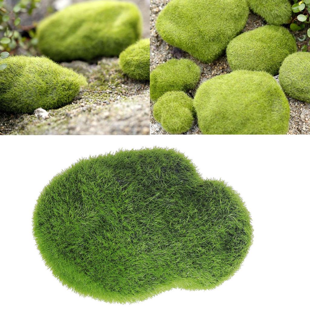 Artificial Moss Rocks Green Realistic Textured Stone Decor for Fairy Gardens Terrariums Miniature Landscaping Indoor Use Only