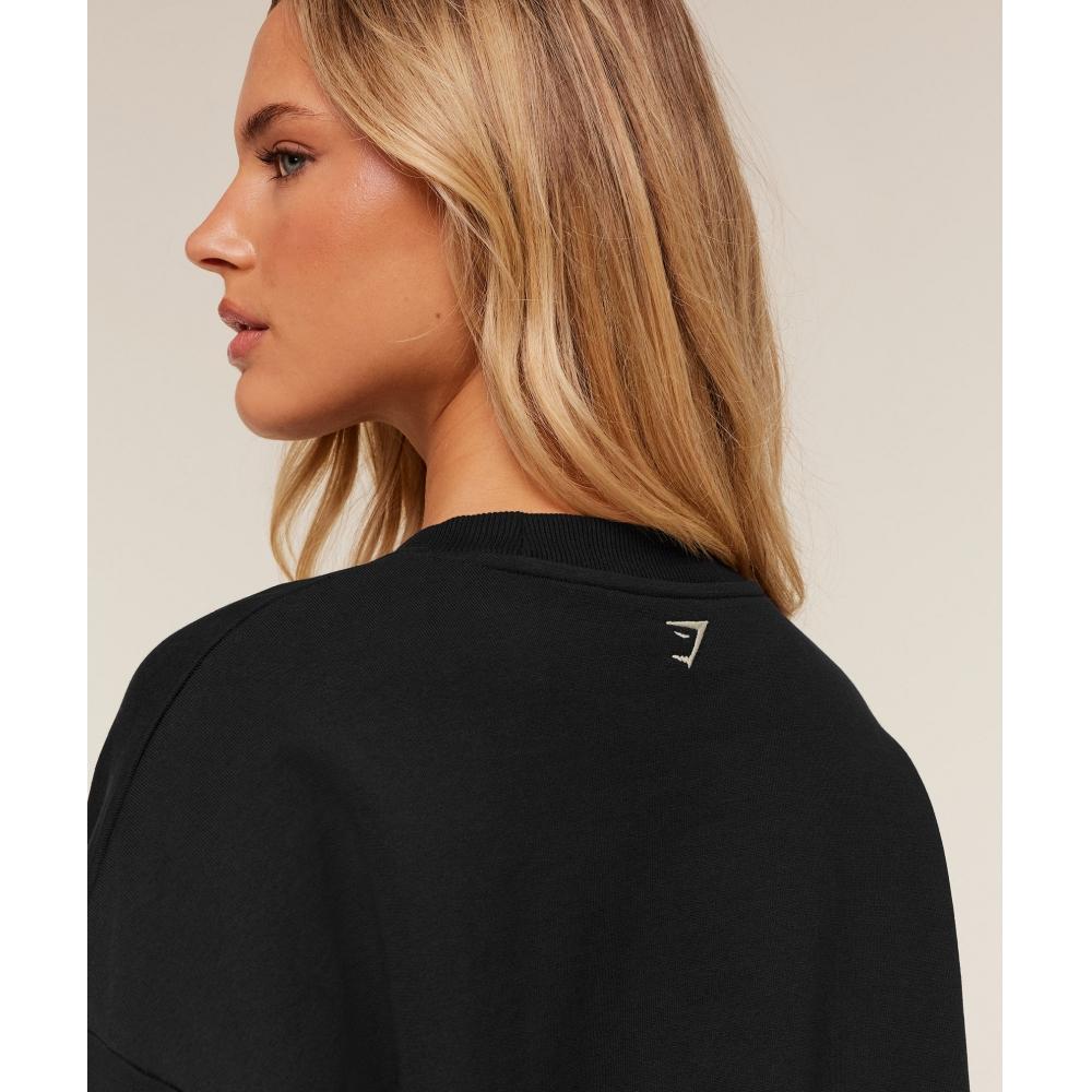 Gymshark Collegiate Graphic Crew Neck Pullover Black  Pebble Grey B4c8z Bb3l