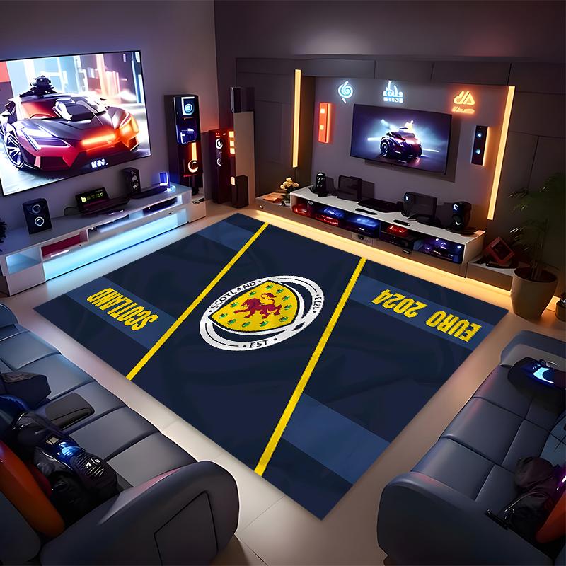 1pc Football Club Logo Print Area Rug - Soft, Washable Non-Slip Indoor Mat for Office Chairs, Living Room, Home Office Decorative Rug