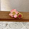 Temperament Pinke Blütenblatt Zirkon Offener Ring Temperament Frau Übertrieben Tropfenöl Blumenring Schmuck Geschenk