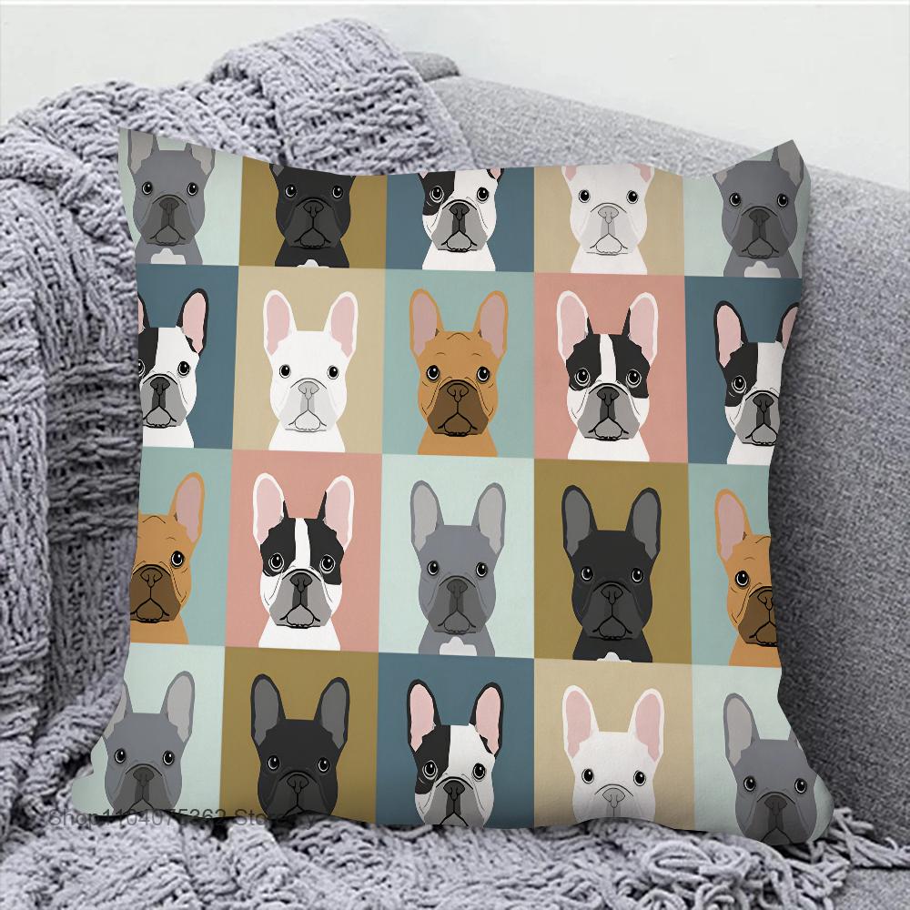 Bulldog Badewannenkissenbezug Quadratisches Kissen Schlafzimmer Sofa Freizeit Komfort Kissen Auto Wohnzimmer Heimdekoration