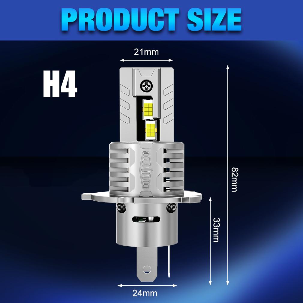 2Pcs 30000LM H4 LED Light Bulbs 9003 HB2 LED Headlights High&Low Beam 24pcs CSP Turbo Led Diode Lamps Wireless 70W Car Motorcycle Headlamp 12V 6500K