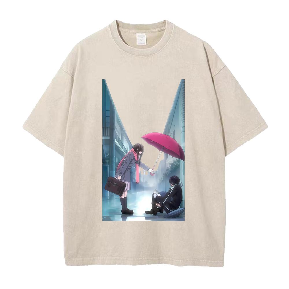Noragami Yato Iki Hiyori Graphic Tshirt Men Women Clothing Short Sleeve Cotton Tshirts Washed Tee Harajuku Male Casual T Shirt S