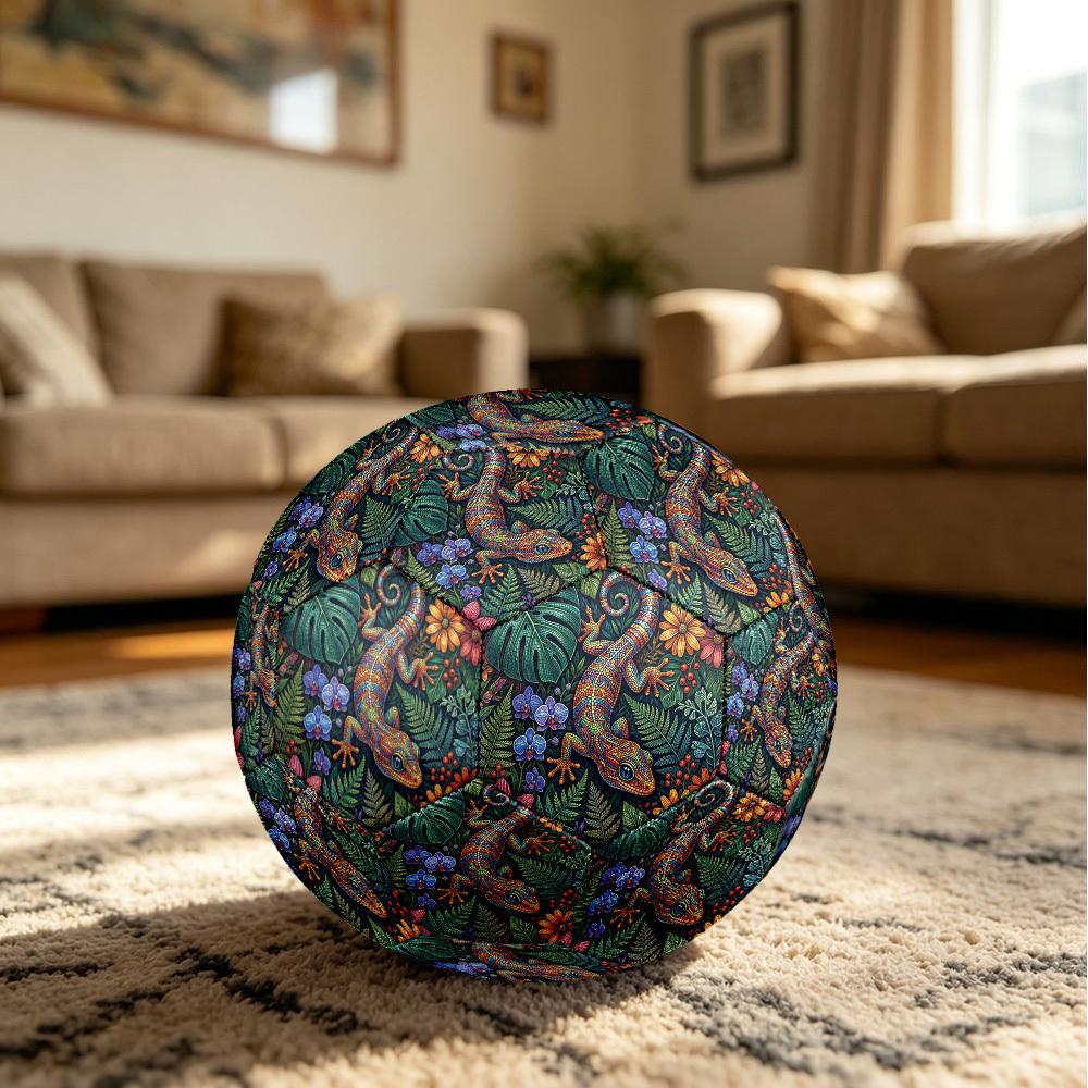 1pc Colorful Gecko Garden Theme Soccer Ball Football, Size 5, Lightweight PVC, Durable Outdoor Training Soccer Ball, Gift M61486