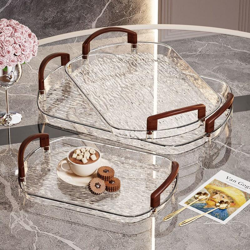 ZISIZ 3-Piece Transparent Serving Tray & Organizer Set
