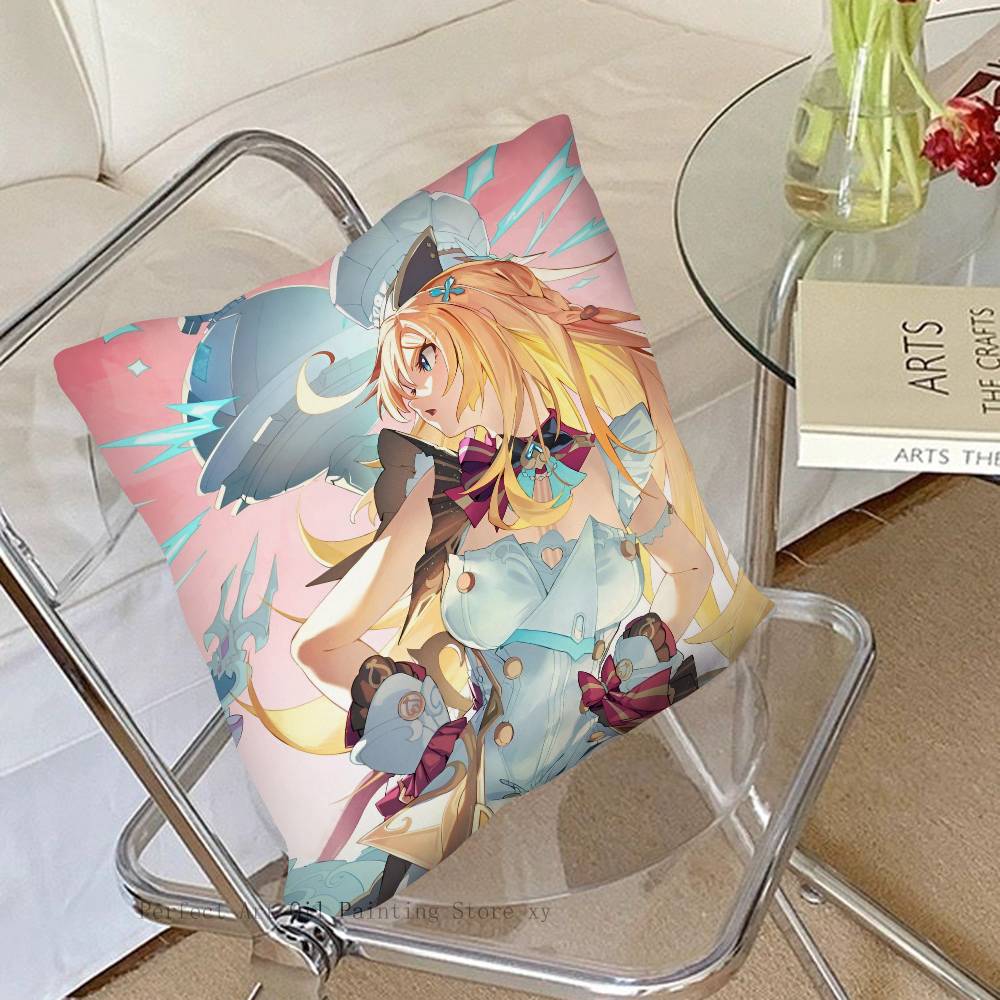 Game Genshin Impact Escoffier Pillow Case Square Pillow Bedroom Sofa Leisure Comfort Cushion Car Living Room Home Decoration