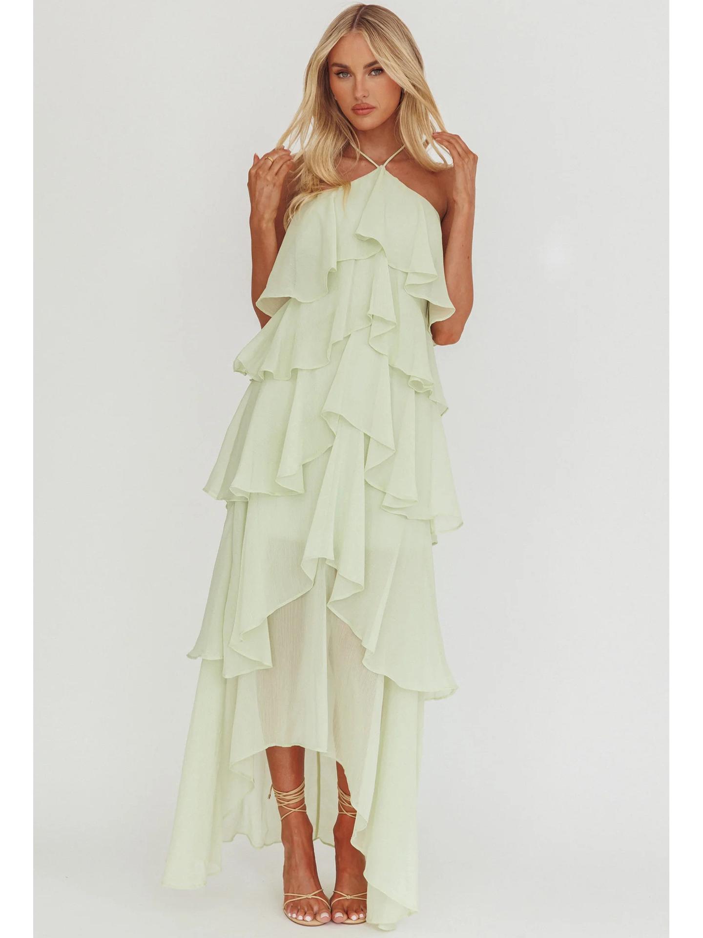 2026 Elegant Off-the-Shoulder Chiffon Fairy Print Evening Gown Extra Large