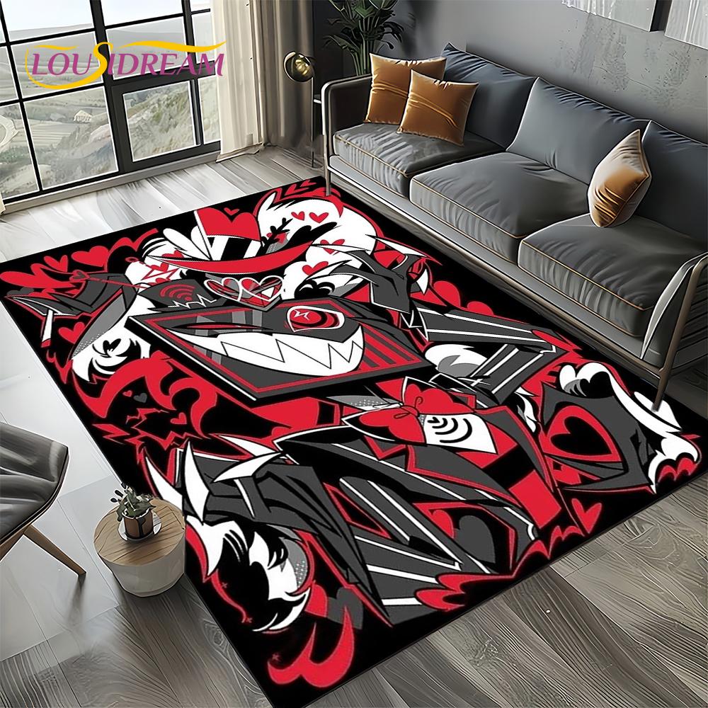 H-Hazbin Hotel Charlie Kreskówkowy Dywanik Dywan do Sypialni Salonu Dekoracja Domowa Sofa, Dekoracja do Zabawy dla Dzieci Mata Podłogowa Prezent