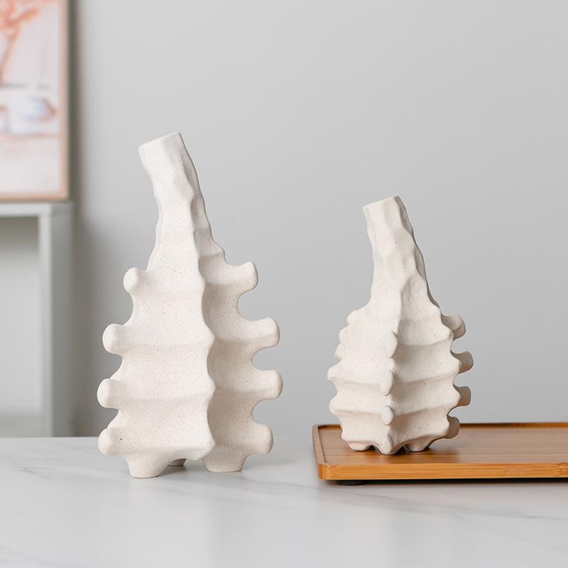 Ceramic Vase Skeletal Lines Irregular Geometry Modeling Flower Vase Ceramic Handicraft Home Decoration Accessories