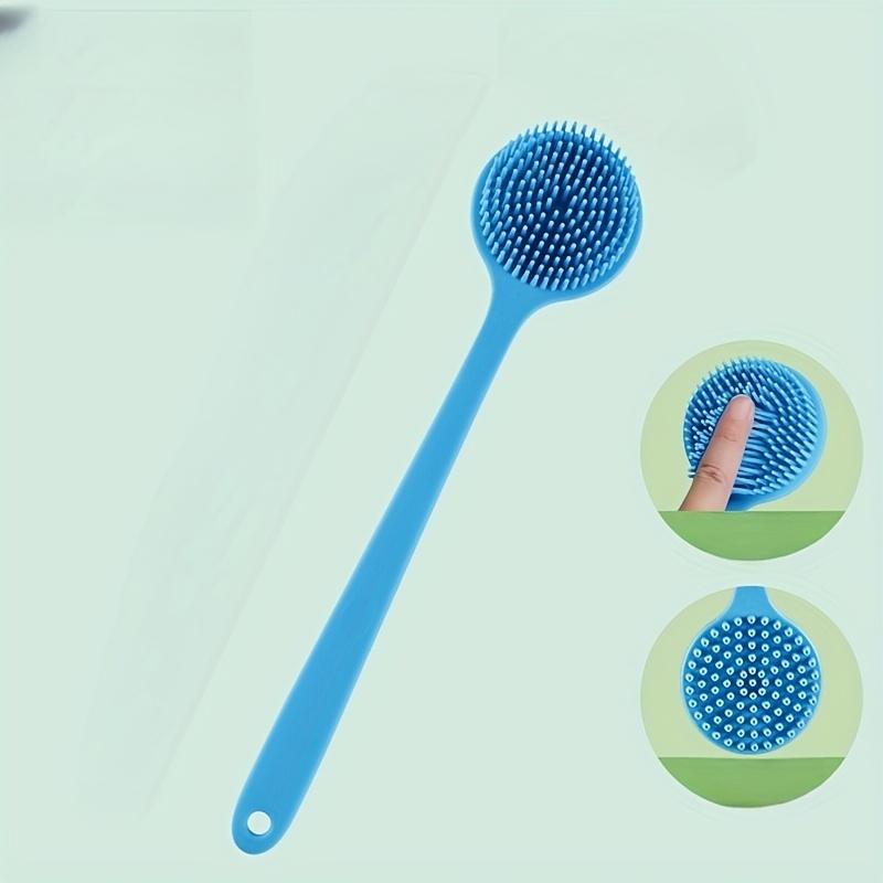 Silicone Double-Sided Exfoliating & Massaging Shower Brush - Extended Handle Back Scrubber for Deep Cleansing, Rich Lather, Body & Hair Care
