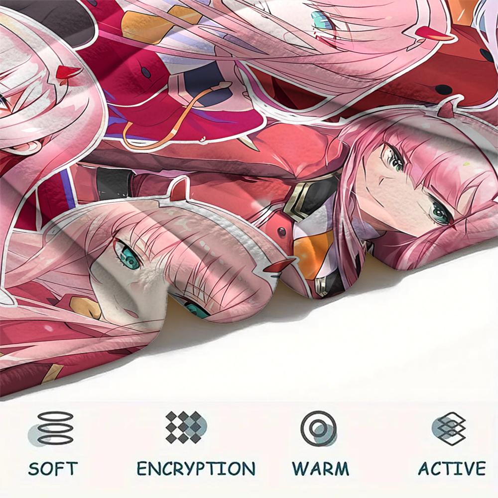 1PC DARLING In the FRANXX Zero Two Print Flannel Blanket, High Quality All Seasons, Home Decor, Warmth and Comfort, Perfect for Christmas Gifts