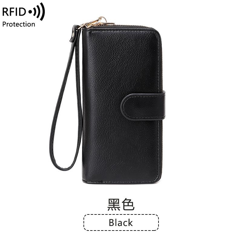 New anti-theft brush women's wallet soft leather multi-card zipper wallet multi-function mobile phone wallet