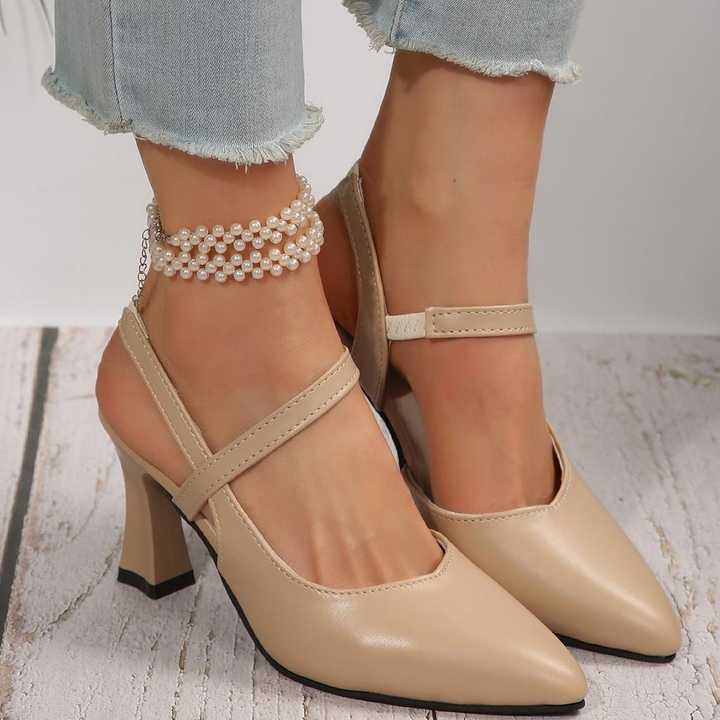 Summer New Elegant Fashion Show Baotou High Heels Women's Fashion Comfortable Coarse Heels Banquet Casual Single Shoes
