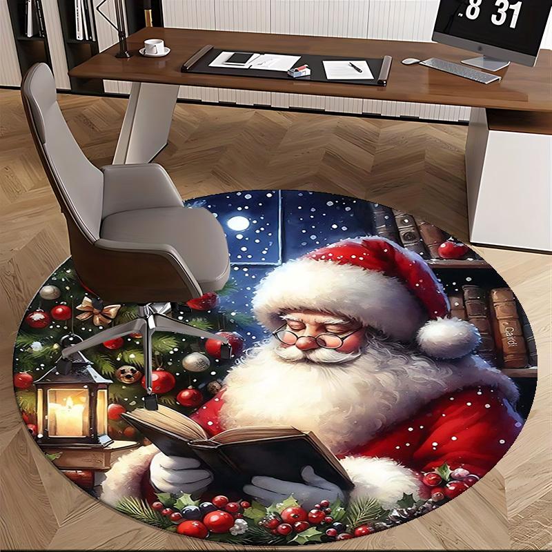 1pc Christmas Santa Claus Chair Mat - Anime Cartoon Design, Non-Slip Carpet for Office Chair, Festive Gift, Seasonal Decor, Living Room, Bedroom, Game