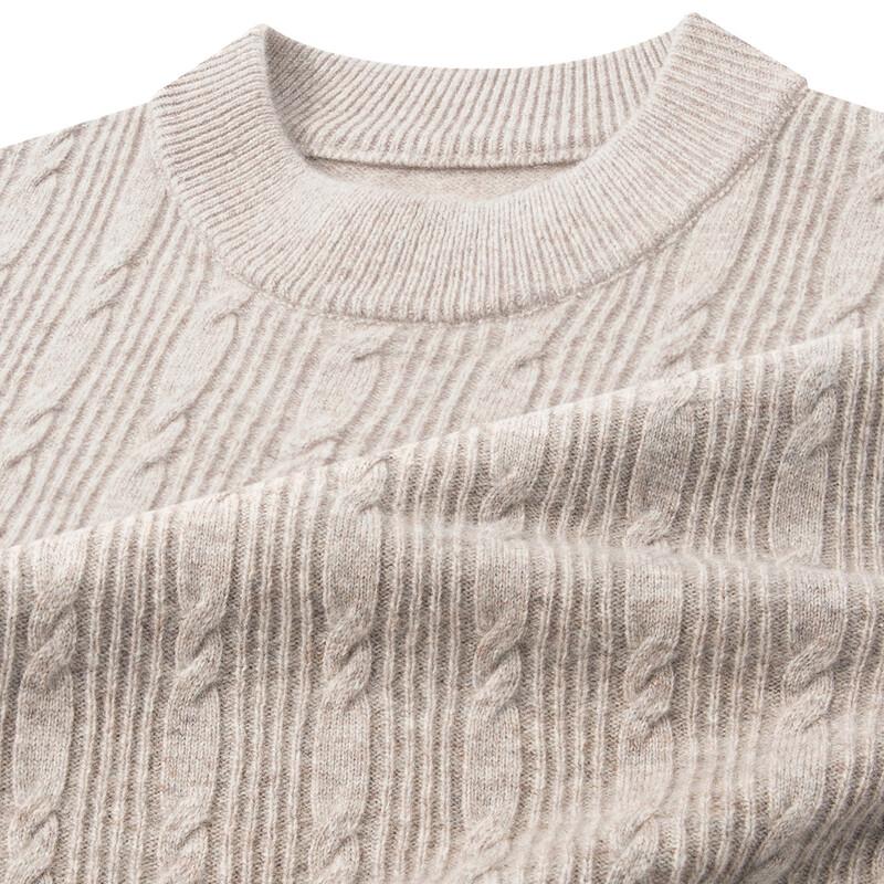 FAPAI Men's 100% Lambswool Thick Crew Neck Sweater