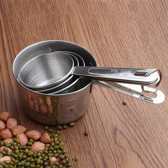4Pcs Stainless Spoon Seasoning Steel Measuring Cup Cooking Scoop Kitchen Tools