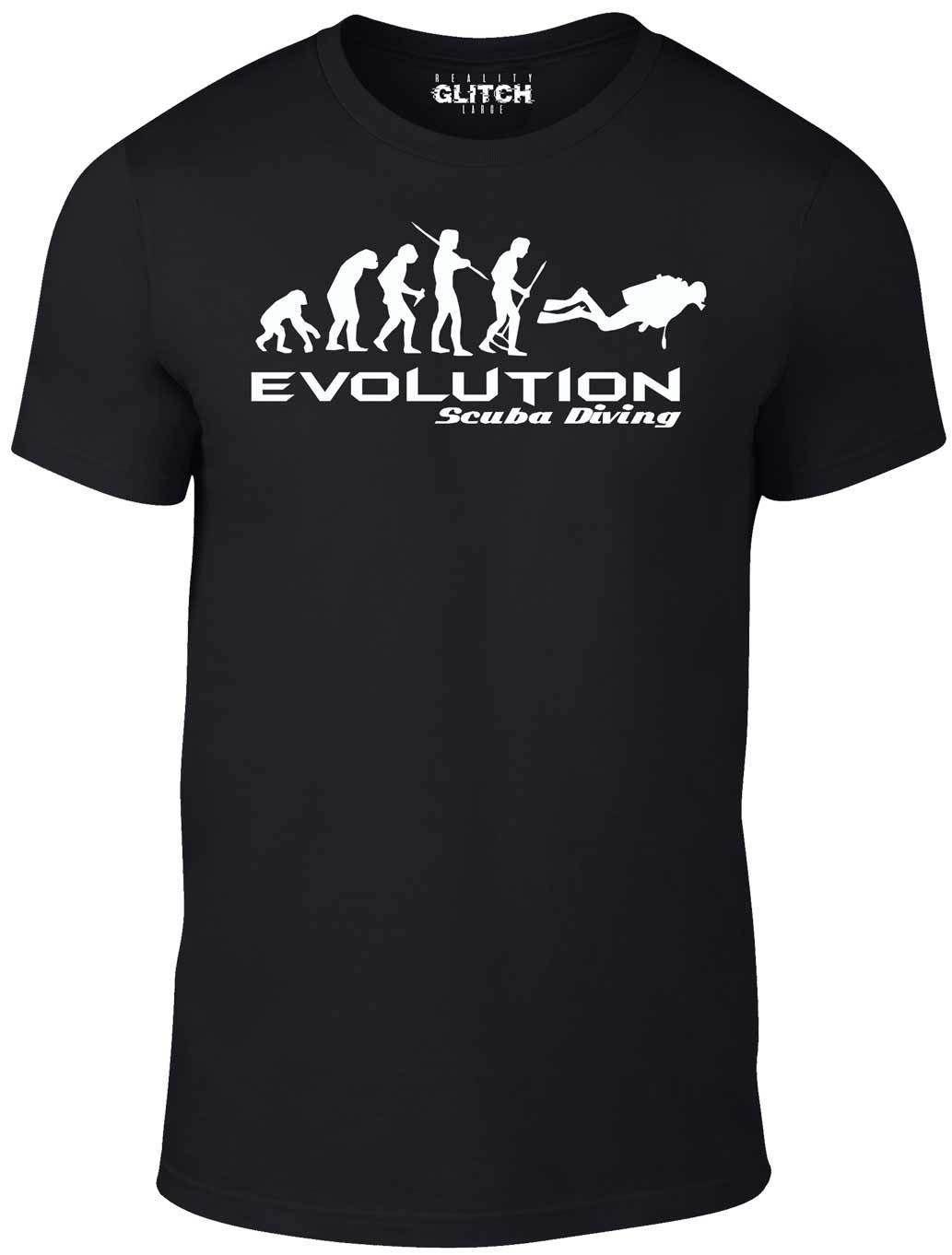 Men s Evolution of Scuba Diving T-Shirt Mens Womens Tees Top – Funny Retro Swim Sea Boat Party Tee 4XL