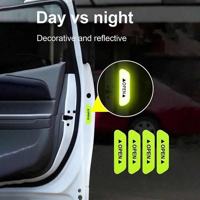 Reflective Door Stickers - Night Safety Warning Decals, High Visibility Anti-Collision, Waterproof for Doors/Bumpers, Cool Desig