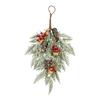 Christmas Teardrop Swag for Front Door Artificial Snow Flocked Swag Wreath with Pine Cones Red Berry for Indoor Outdoor Staircase Wall Decor