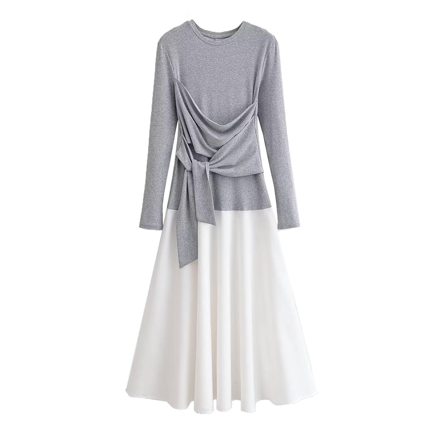 European and American style, new women s clothing, foreign style, fashionable bow splicing skirt 4772304096 XS