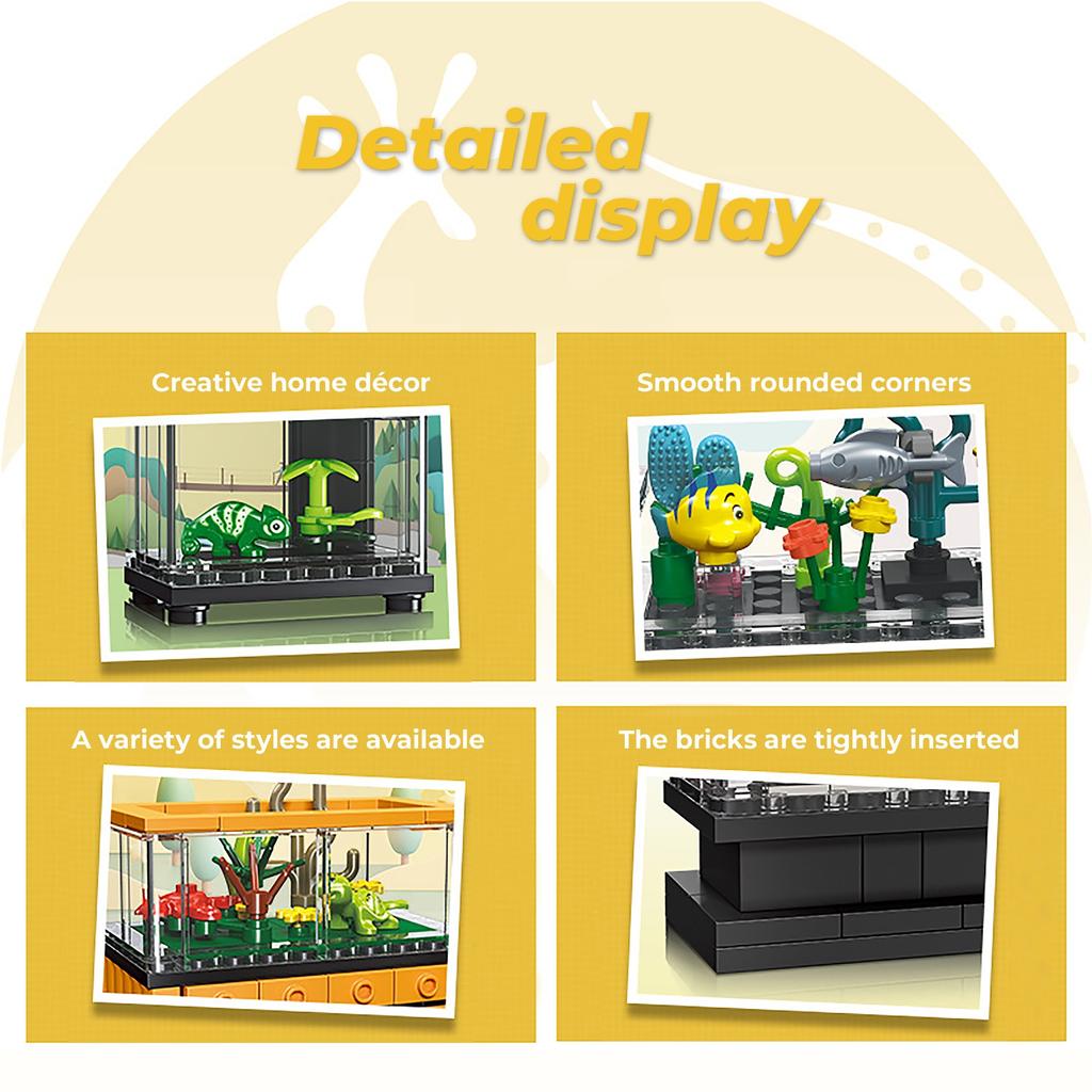 1 Set Micro Acvariu Serie Blocuri de Construcție Jucărie Decorațiune Birou Model Decorațiune Creativă Casă Cadou Pentru Copii (Bagat)