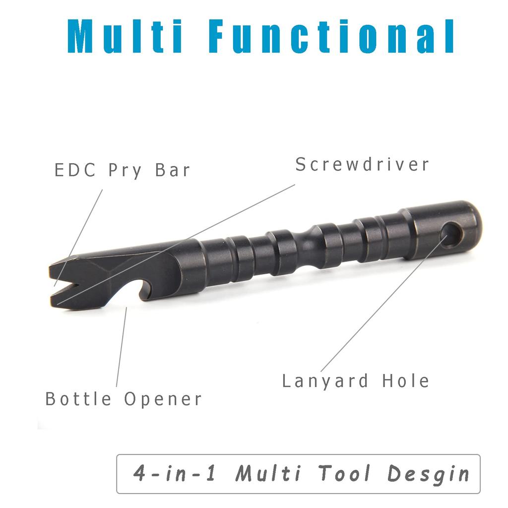 Hamans Titanlegierung EDC Brecheisen mit Flaschenöffner Schraubendreherfunktion Multiwerkzeug (Schwarz)