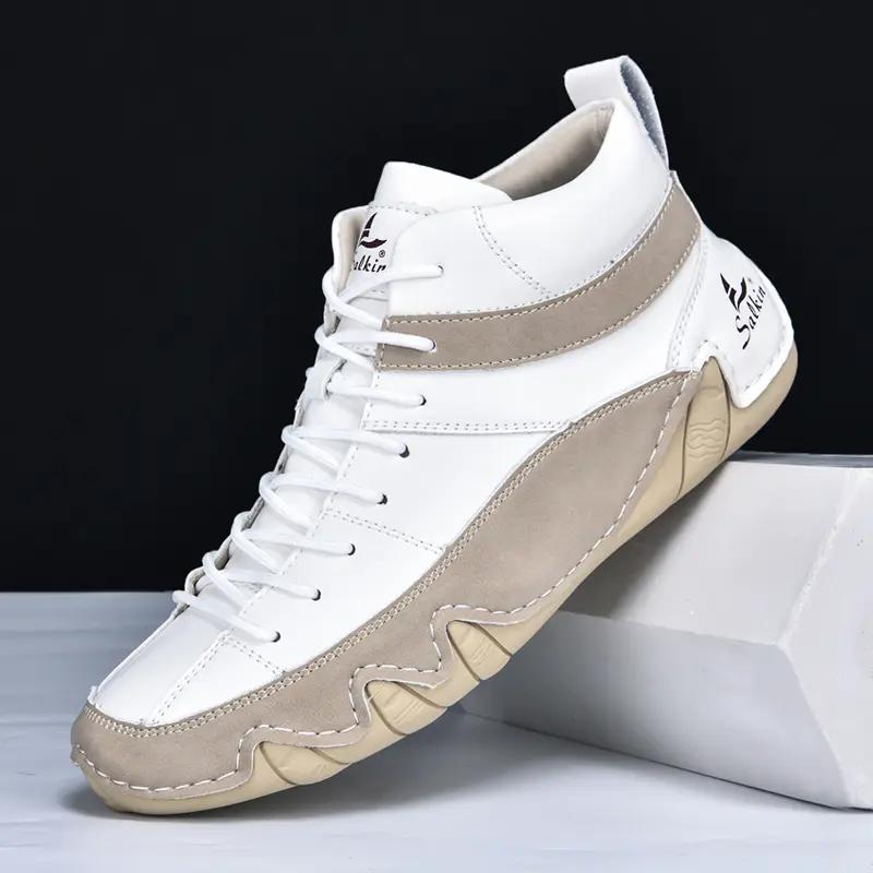 Fashion Leather Casual Shoes Sneakers for Men Fashion Outdoor Walking Loafers Shoes Comfortable Footwear Luxury Man Boots 2025 Size 48