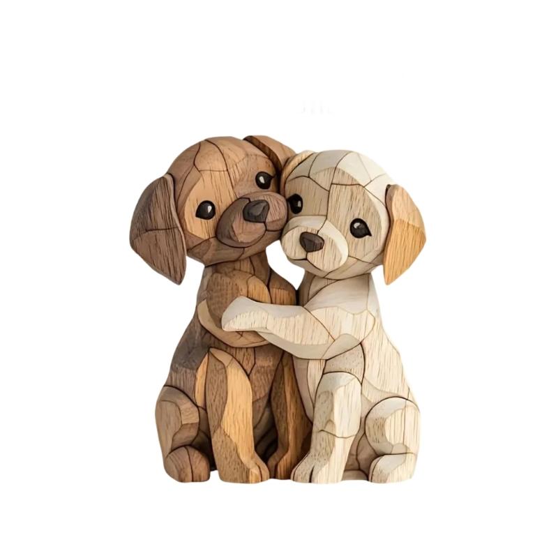 Wooden Cats/Dog Figurines 2D Flat Dog/Cats Statues Collectibles Gift Modern Home Decors Animal Sculptures Home Decors