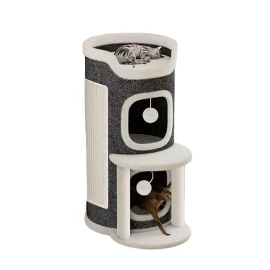 Drapak dla kota Wieża do wspinania dla kota Beczka do drapania dla kota z 3 jaskiniami dla kota Sisalowa podkładka do drapania Wielopoziomowa wieża do zabawy dla kota dla rodziny z wieloma kotami