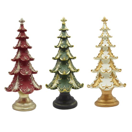 Yousheng Christmas Tree Tree Figurine Xmas Ornament Resin Snowy Tabletop Decor Elegant Holiday Centerpiece for for Home Living Room Bookshelf