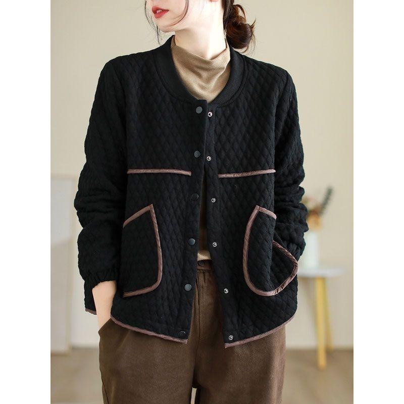 Baseball Collar Jacket Women's Autumn Diamond-shaped Fashion Thin Cotton Jacket