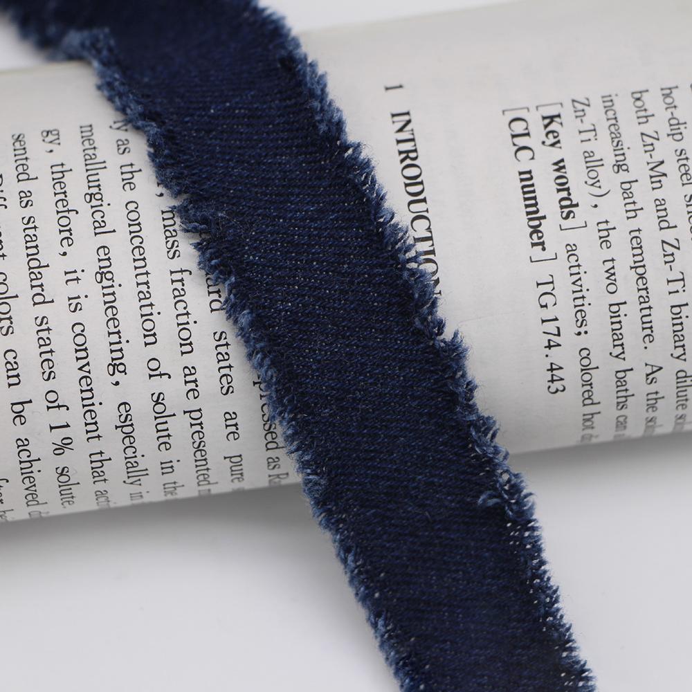 2Yards Multicolored Fringe Frayed Denim Fabric Ribbon DIY Sewing Crafts Gift Wrapping