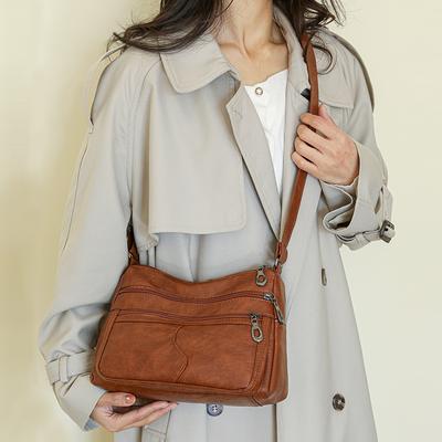 Damen-Umhängetasche, Muttertasche, weiches Leder, mehrere Taschen, große Kapazität, Umhängetasche für mittleres Alter