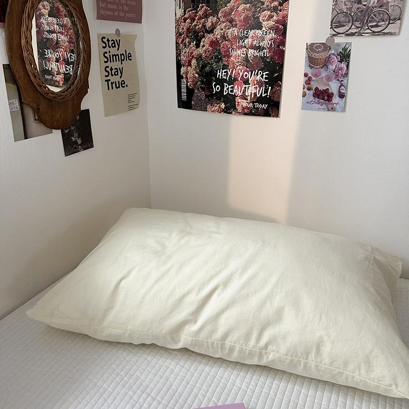 Solid Color Striped Pure Cotton Pillowcase (Single Piece)